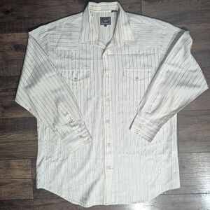 Roper Shirt Mens XXL Regular White Western Button Up Pearl Snap Striped Print